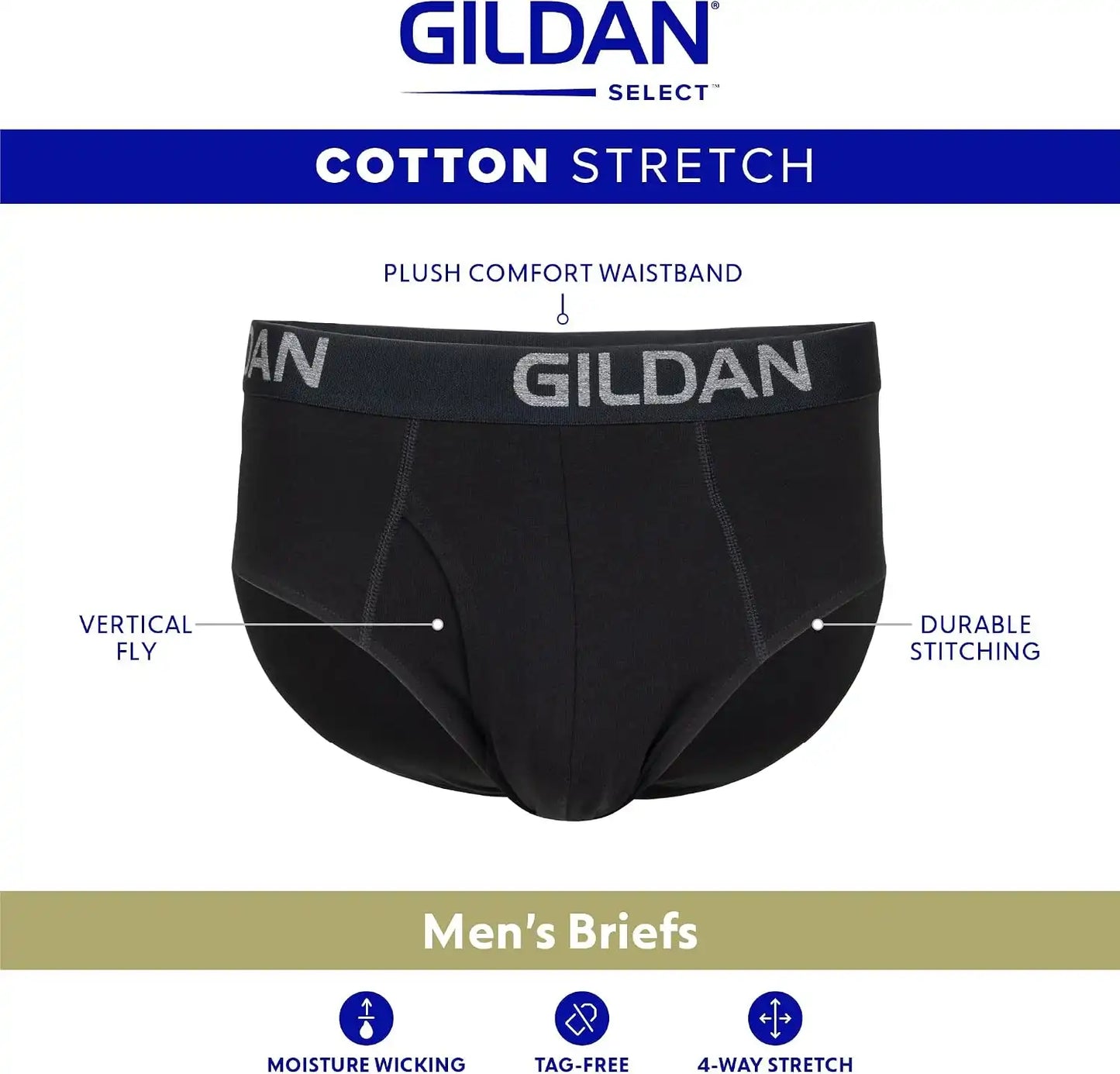 Gildan Men's Underwear Cotton Stretch Briefs, 5-Pack