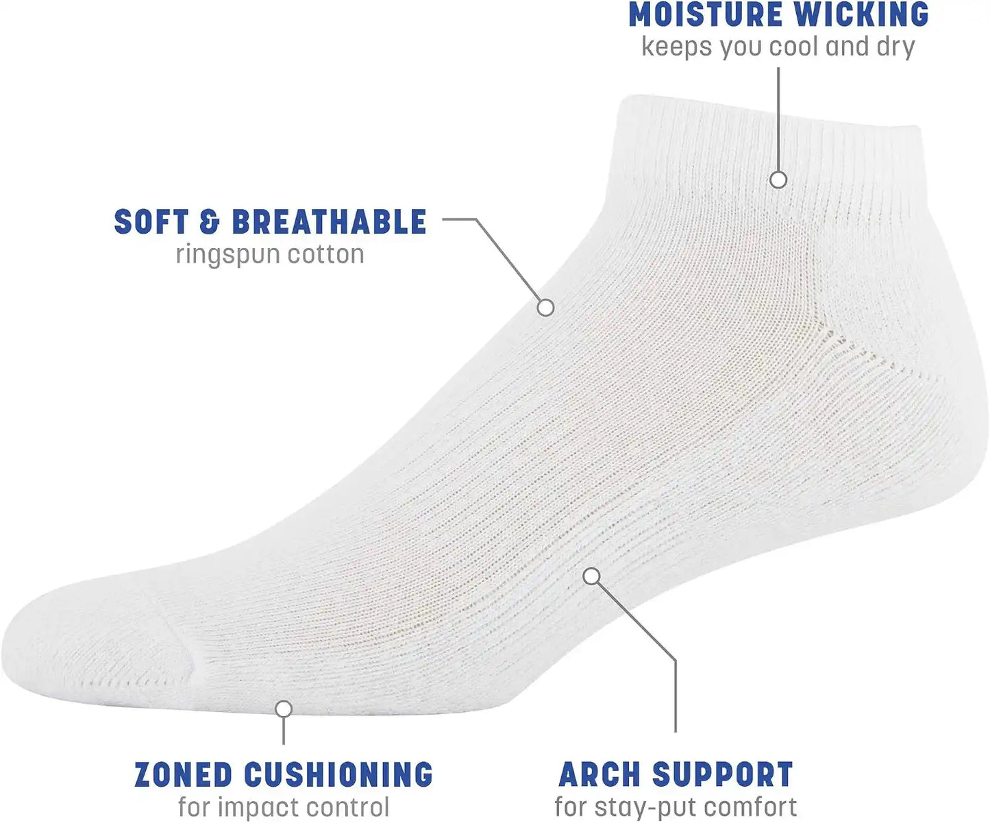 Gildan Men's Active Cotton Low Cut Socks (10-Pairs)