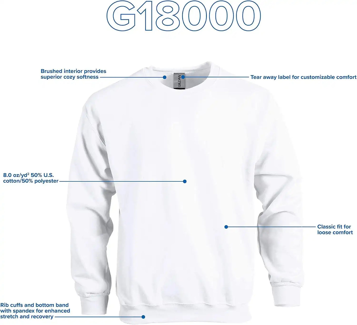 Gildan Unisex Adult Fleece Crewneck Sweatshirt, Style G18000, Multipack