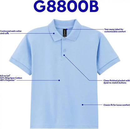 Gildan Kids' DryBlend Short Sleeve Polo, Style G8800b, 3-Pack
