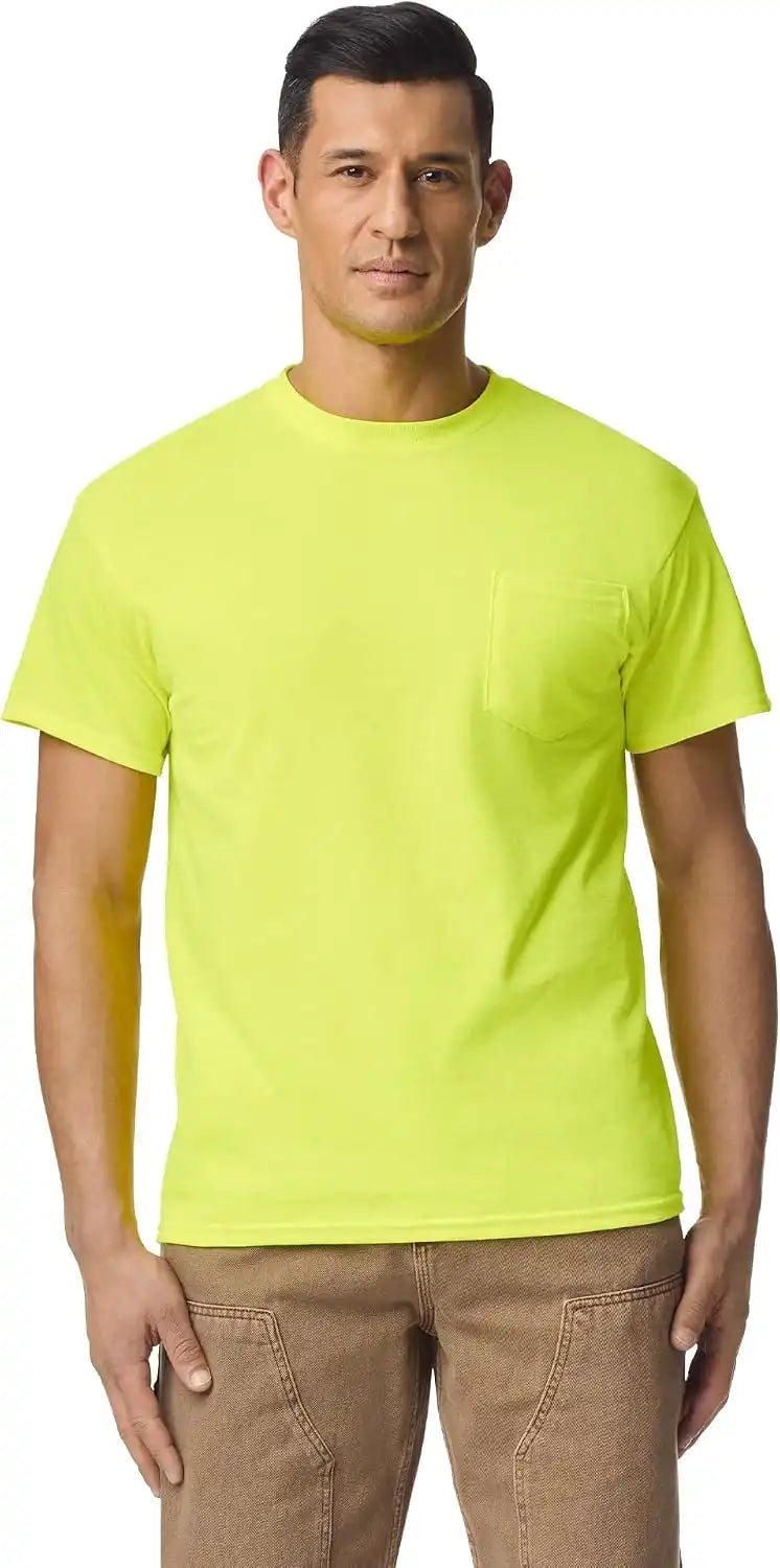 Gildan Unisex Adult DryBlend Workwear T-Shirts with Pocket, 2-Pack