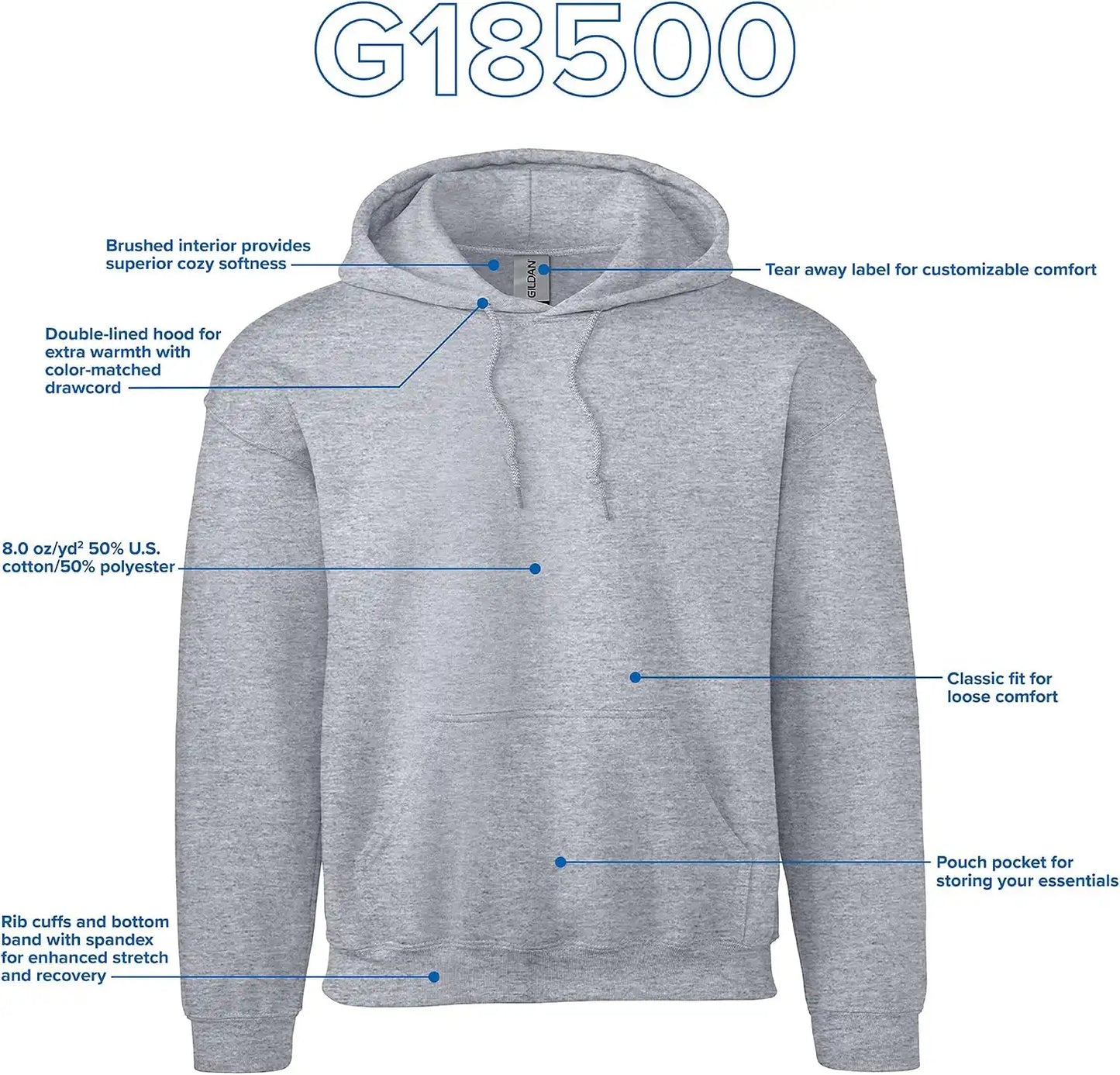 Gildan Adult Fleece Hoodie Sweatshirt, Style G18500, Multipack