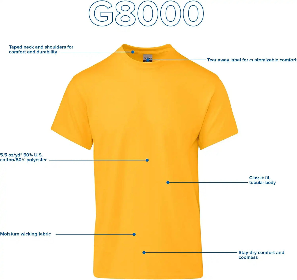 Gildan Unisex-Adult DryBlend T-Shirt, Style G8000, Multipack