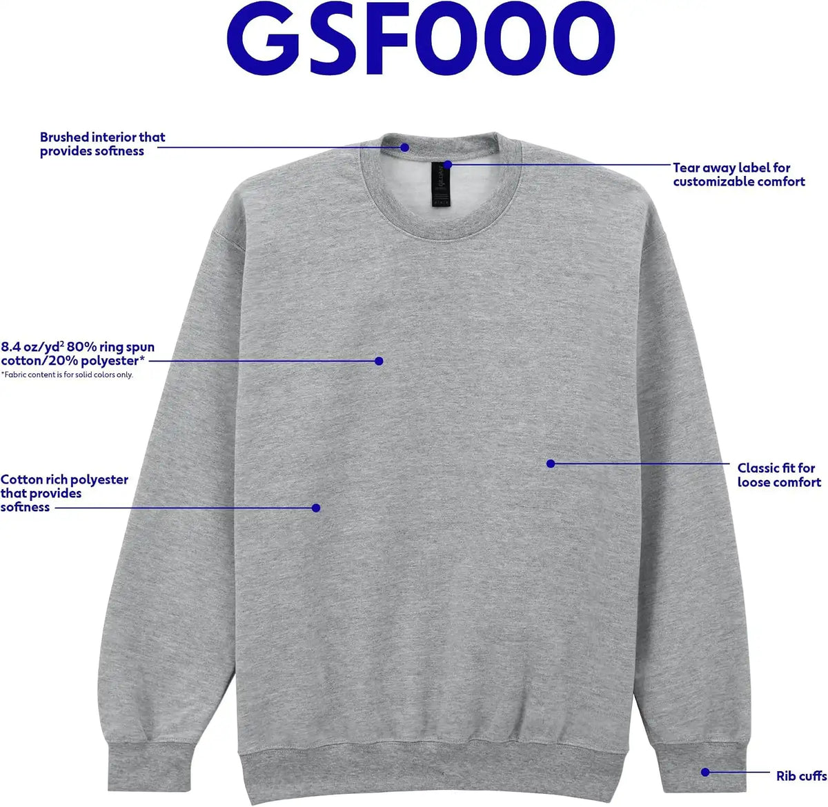 Gildan Adult Softstyle Crewneck Sweatshirt, Style GSF000