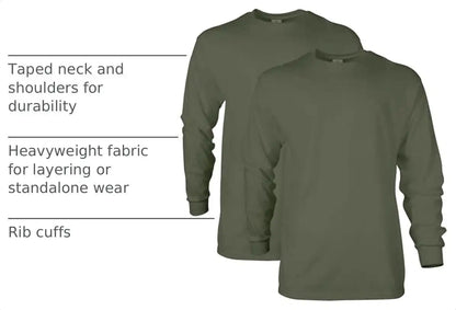 Gildan Adult Ultra Cotton Long Sleeve T-Shirt, Style G2400, Multipack