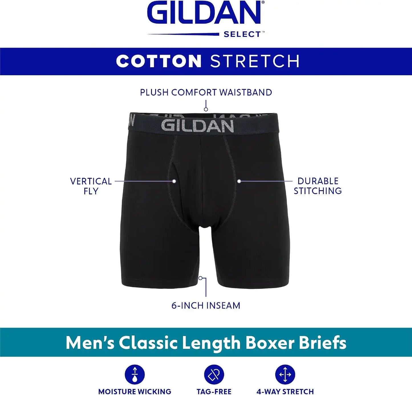 Gildan Men's Underwear Cotton Stretch Boxer Briefs, Multipack