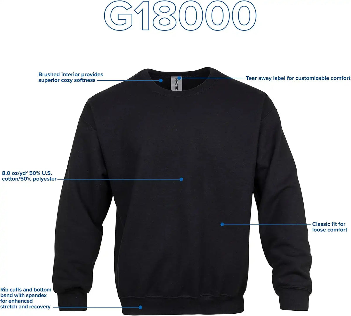 Gildan Unisex Adult Fleece Crewneck Sweatshirt, Style G18000, Multipack