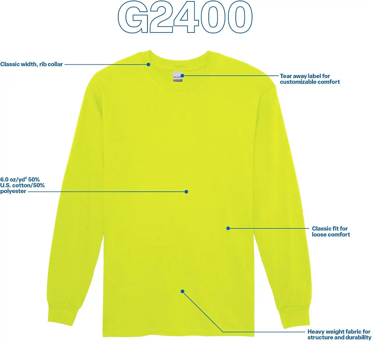 Gildan Adult Ultra Cotton Long Sleeve T-Shirt, Style G2400, Multipack