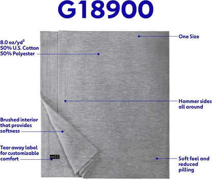 Gildan Heavy Blend Fleece Blanket, Style G18900, Sport Grey, 50" x 60"