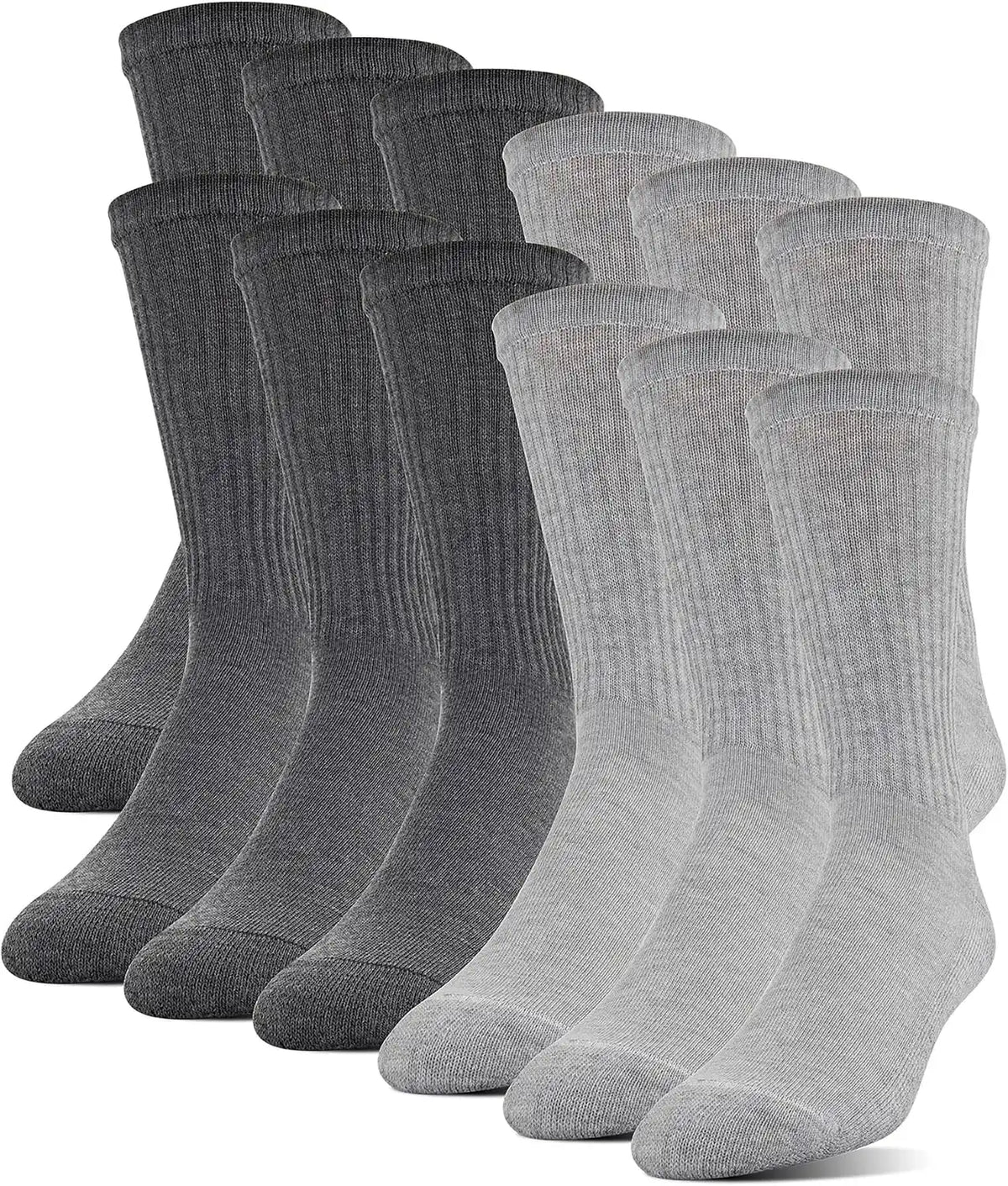 Gildan Men's Polyester Half Cushion Crew Socks, 12-pairs