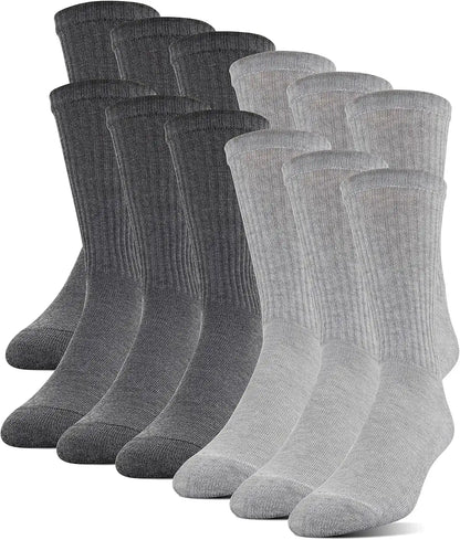 Gildan Men's Polyester Half Cushion Crew Socks, 12-pairs