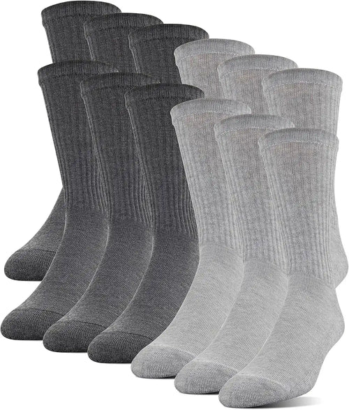 Gildan Men's Polyester Half Cushion Crew Socks, 12-pairs