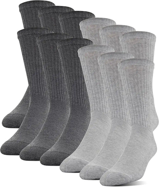 Gildan Men's Polyester Half Cushion Crew Socks, 12-pairs