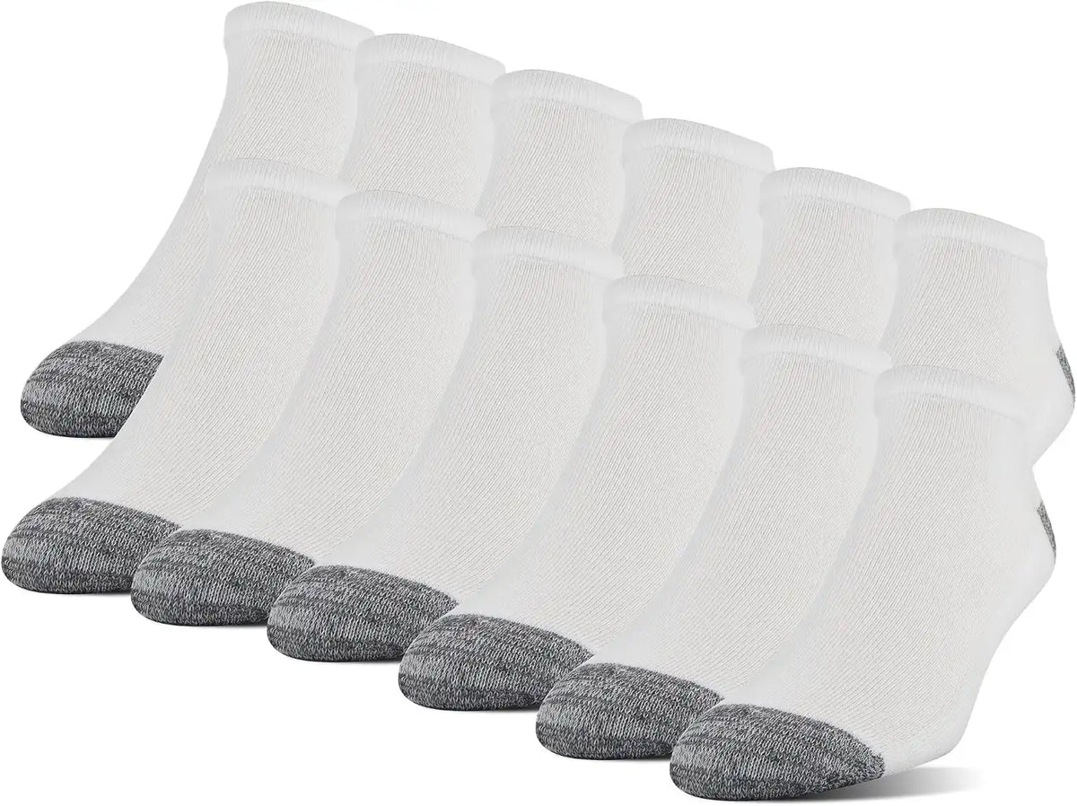 Gildan Men's Polyester Half Cushion No Show Socks, 12-pack