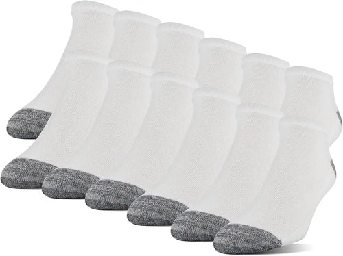 Gildan Men's Polyester Half Cushion No Show Socks, 12-pack