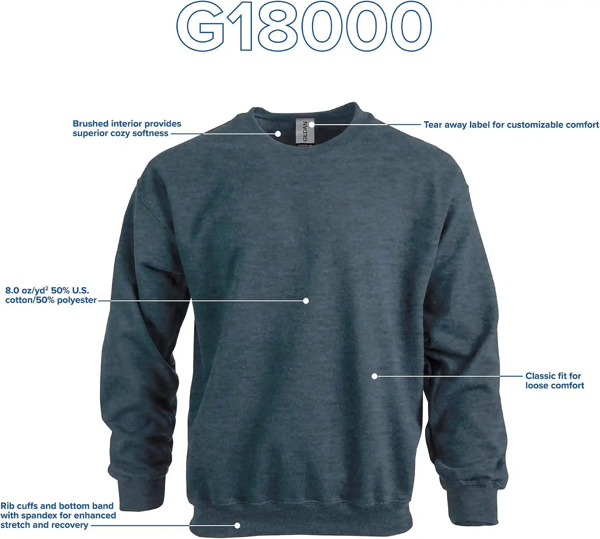 Gildan Unisex Adult Fleece Crewneck Sweatshirt, Style G18000, Multipack